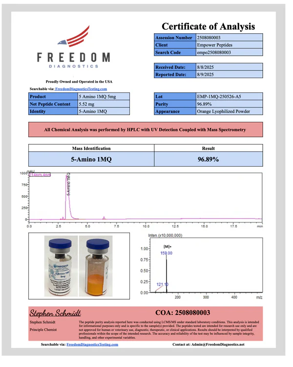 5Amino-1MQ 5mg – Cognitive and Longevity Peptide